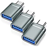 USB C to USB Adapter 3-Pack USB C Male to USB 3.0 Female Adapter Compatibllity for iMac 2021 for iPad Pro 2021 for MacBook Pro 2020 for MacBook Air 2020 and Other Type C or Thunderbolt 3 Devices Gray