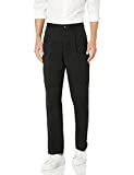 Amazon Essentials Men's Classic-Fit Wrinkle-Resistant Pleated Chino Pant, True Black, 34W x 32L