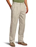 IZOD Men's American Chino Double Pleated Pant, Khaki, 36W x 30L