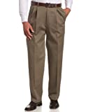 Haggar Men's Work To Weekend Khakis Hidden Expandable Waist No Iron Pleat Front Pant,Brown,30x30