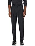 Amazon Essentials Men's Expandable Waist Classic-Fit Pleated Dress Pants, Black, 32W x 30L