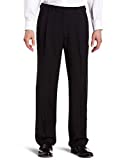 Haggar Men's Eclo Stria Expandable-Waist Pleat-Front Dress Pant Black 38x32