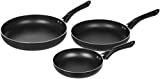 Amazon Basics 3-Piece Non-Stick Frying Pan Set - 8 Inch, 10 Inch, and 12 Inch, Black