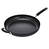 Amazon Basics Hard Anodized Non-Stick 14-Inch Skillet with Helper Handle, Black