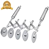 5 Wheel Pastry Cutter Stainless Pizza Slicer Multi-Round Dough Cutter Roller Cookie Pastry Knife Divider with Handle