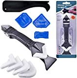 YOBZUO 3 in 1 Silicone Caulking Toolsstainless steelhead, Sealant Finishing Tool Grout Scraper, Reuse and Replace 5 Silicone Pads, Great Tools for Kitchen Bathroom Window, Sink Joint