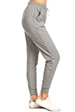 Leggings Depot JGA2-HGREY-S Heather Gray Solid Jogger Track Pants w/Pockets, Small