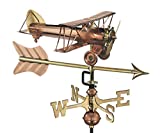 Good Directions Biplane with Arrow Weathervane, Includes Roof Mount, Pure Copper, Airplane Weathervanes, Aviation Décor