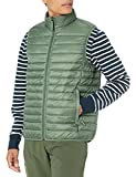 Amazon Essentials Men's Lightweight Water-Resistant Packable Puffer Vest, Olive Heather, Large