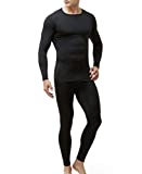 TSLA Men's Thermal Underwear Set, Microfiber Soft Fleece Lined Long Johns, Winter Warm Base Layer Top & Bottom, Thermal Fleece Black, Medium