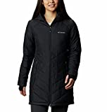 Columbia Women's Heavenly Long Hooded Water Resistant Insulated Rain Jacket, Black , XX-Large