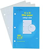 1InTheOffice College Ruled Filler Paper, 5.5 x 8.5 Binder Filler Paper, White, 100 Sheets/Pack