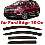 Tinted Tape-On Side Window Vent Visor Deflectors Rain Guards Compatible with Ford Edge 2015-2022 SE SEL ST ST-Line Titanium 2016 2017 2018 2019 2020 2021