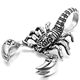 Oidea Stainless Steel Mens Gothic Scorpion Pendant Necklace For Biker,Silver,22 Inch Chain Included