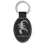 Oval Keychain, Scorpion, Personalized Engraving Included (Black with Silver)