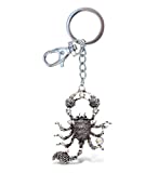 Aqua79 Scorpion Keychain - Silver 3D Sparkling Charm Rhinestones Fashionable Stylish Metal Alloy Durable Key Ring Bling Crystal Jewelry Accessory With Clasp For Keychain, Bag, Purse, Backpack, Handbag