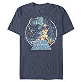 Star Wars Men's Vintage Victory Graphic T-Shirt, Navy Heather, L