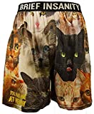 BRIEF INSANITY Comfortable Loose Fit Boxer Shorts | Funny & Cute Cat/Dog Graphic Print Boxers for Women & Men (Large, You Had Me at Meow)