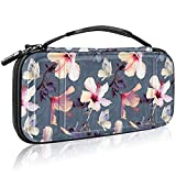 Fintie Carrying Case for Nintendo Switch OLED Model 2021/Switch 2017, Shockproof Hard Shell Protective Cover Travel Bag w/10 Game Card Slots for Switch Console Joy-Con & Accessories, Blooming Hibiscus