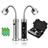 Grill Light, Martvex BBQ Light for Outdoor Grill – Multi-use Lamp with Magnetic Base, Flexible Gooseneck and Super Bright LED Lights, Waterproof Grilling Accessories, 6 Batteries/2PCS (Black & Silver)