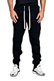 PROGO USA Men's Joggers Sweatpants Basic Fleece Marled Jogger Pant Elastic Waist (Medium, Black)