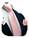 GUSLESON Brand Men's Fashion Necktie With Cufflinks and Pocket Square Rose Gold Ties for Men Wedding Tie Sets (0789-23)