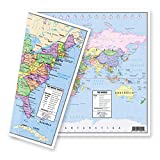 US and World Desk Map (13" x 18" Laminated) for Students, Home or Classroom Use by Lighthouse Geographics