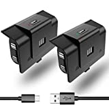 2 Pack Rechargeable Controller Battery Pack for Xbox One/Xbox Series X S with 4 Battery Cover Long-Lasting Play and Charge Kit with Micro USB Charging Cable for Xbox 1 S/X/Elite Wireless Remote