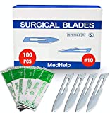 MedHelp Pack of 100 Disposable Scalpel Blades #10, Size 10 Surgical Blades, High Carbon Steel Dermaplane Blade Tool. Individually Wrapped #10 Scaple Blade, Sterile