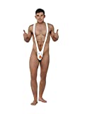 Men's Funny Christmas Thong Mankini Thong Novelty Costume Underwear Sexy Reindeer Underwear Costume G-String (White,One Size)