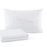 Bedsure Cotton Standard Pillow Protectors with Zipper 4 Pack - Zippered Cooling Pillow Case Protector Set of 4 Pillow Case Cover (20x26)