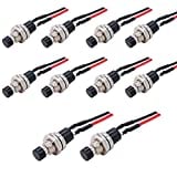 Twidec/10Pcs 1A 250V AC 2 Pins SPST Black Normal Open Mini Momentary Push Button Switch with Pre-soldered Wires PBS-110-XBK