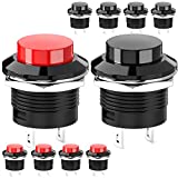 DIYhz Momentary Push Button Switch Mini No Lock Round Switch AC 250V / 3A AC 125V /6A Off-ON Red & Black Cap (10 pcs)