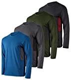 Mens Long Sleeve T-Shirt Workout Clothes Dri Quick Dry Fit Gym Crew Shirt Casual Athletic Active Wear Essentials Clothing Undershirt Top UPF - 4 Pack -Set 4,XL