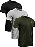 Neleus Men's 3 Pack Mesh Athletic Running T Shirt,5033,Black,Grey,Olive Green,US L,EU XL