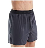 Perry Ellis mens Luxe Solid Boxer Shorts, Ebony, X-Large US