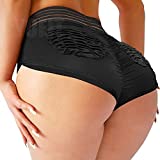 YOFIT Womens Ruched Butt Lifting Gym Shorts High Waisted Booty Yoga Shorts Workout Running Twerking Daisy Dukes Shorts #3 Black XL