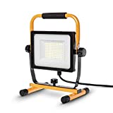 Home Zone LED Work Light - 7,000 Lumen Corded Work Lamp with Attachable Stand, 70W ETL Certified, Black