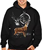 Wilderness Deer Hunting Tee Men's Black Pullover Hoodie Sweater 2X-Large Black