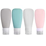 Silicone Travel Bottles, Vonpri Leak Proof Squeezable Refillable Travel Accessories Toiletries Containers Travel Size Cosmetic Tube for Shampoo Lotion Soap Liquids (4pack)