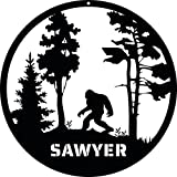 Bigfoot Personalized Family Name Sign - Custom Metal Sasquatch Wall Sign Wall Art Customized with Name - Indoor or Outdoor Door Hanger Sign - Bigfoot Sign Made in USA