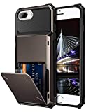 Vofolen Case for iPhone 8 Plus Case Wallet Card Holder ID Slot Scratch Resistant Dual Layer Protective Bumper Rugged TPU Rubber Armor Hard Shell Cover for iPhone 6 Plus 6s Plus 7 Plus 8 Plus Gun Color