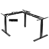 VIVO Black Electric Motor Height Adjustable Corner 3 Leg Standing Desk Frame, Frame Only, Sit Stand Ergonomic L Frame, DESK-V130EB