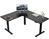 VIVO Electric Height Adjustable 63 x 55 inch Corner Stand Up Desk, Black 3 Part Table Top, Black Frame, L-Shaped Standing Workstation, DESK-E3CTB