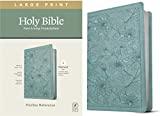 NLT Large Print Thinline Reference Holy Bible (Red Letter, LeatherLike, Floral Leaf Teal): Includes Free Access to the Filament Bible App Delivering Study Notes, Devotionals, Worship Music, and Video