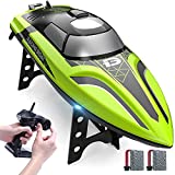 DEERC 2008 RC Boat Remote Control Boat with LED Light for Pools & Lakes,20+ mph Self Righting Racing Boats with Rechargeable Battery for Kids and Adults,2.4GHz Outdoor Radio Controlled Watercraft