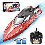 DEERC H120 RC Boat Remote Control Boats for Pools and Lakes,20+ mph 2.4 GHz Fast Racing Boats for Kids and Adults with 2 Rechargeable Battery,Low Battery Alarm,Capsize Recovery,Gifts for Boys Girls