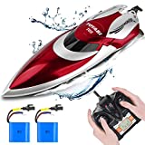 GizmoVine Hobby Remote Control Boat for Pools and Lakes, Fast RC Speed Boats for Adults and Kids, Waterproof, 4 Channel, 2.4GHZ Remote Control, 2 Rechargeable Battery