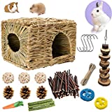 Bunny Grass House-Hand Made Edible Natural Grass Hideaway Comfortable Playhouse for Rabbits, Guinea Pigs and Small Animals to Play,Sleep and Eat (style1)