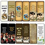 Vintage Alice in Wonderland Bookmarks Cards Series 1 (60-Pack) - Down The Rabbit Hole Curiouser - Stocking Stuffers for Her, Girls, Kids - Birthday Mad Hatter Tea Party Supplies